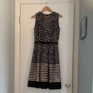 Elegant Black and Cream Polka Dot Dress